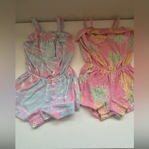 The Children's Place Pink Pineapple and Tie-dye Romper Bundle